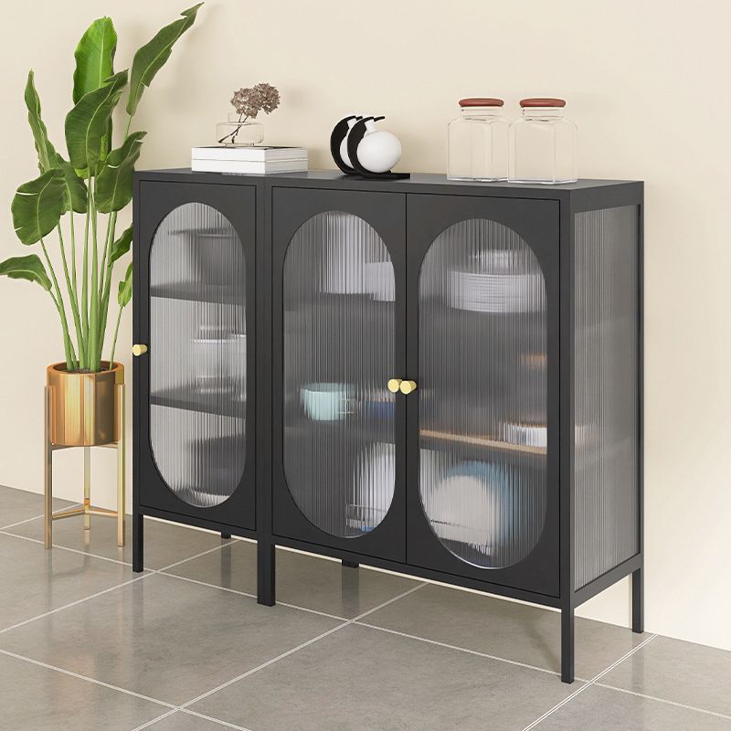 Contemporary Metal China Cabinet Glass Doors Hutch Cabinet for Living Room