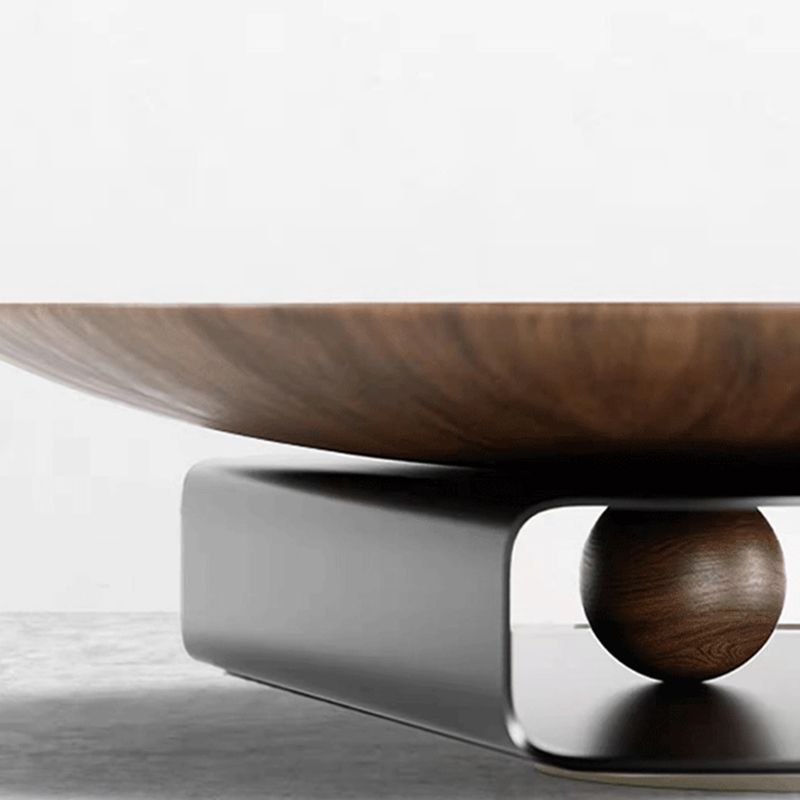 Nordic Style Cocktail Table Walnut/black Wood Round Coffee Table