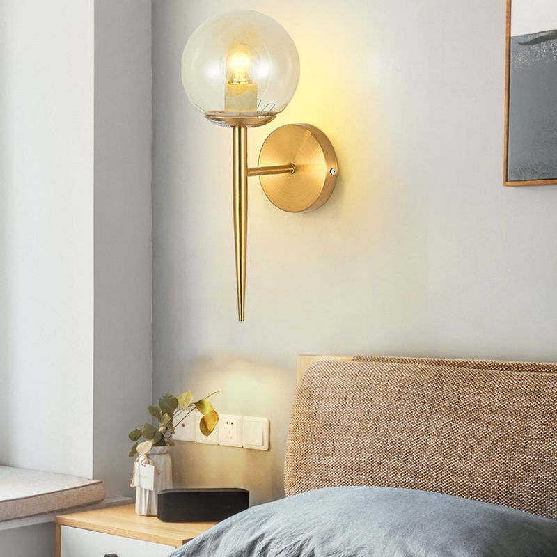 Modern Style Ball Shade Wall Light Glass 1 Light Sconces in Gold for Living Room