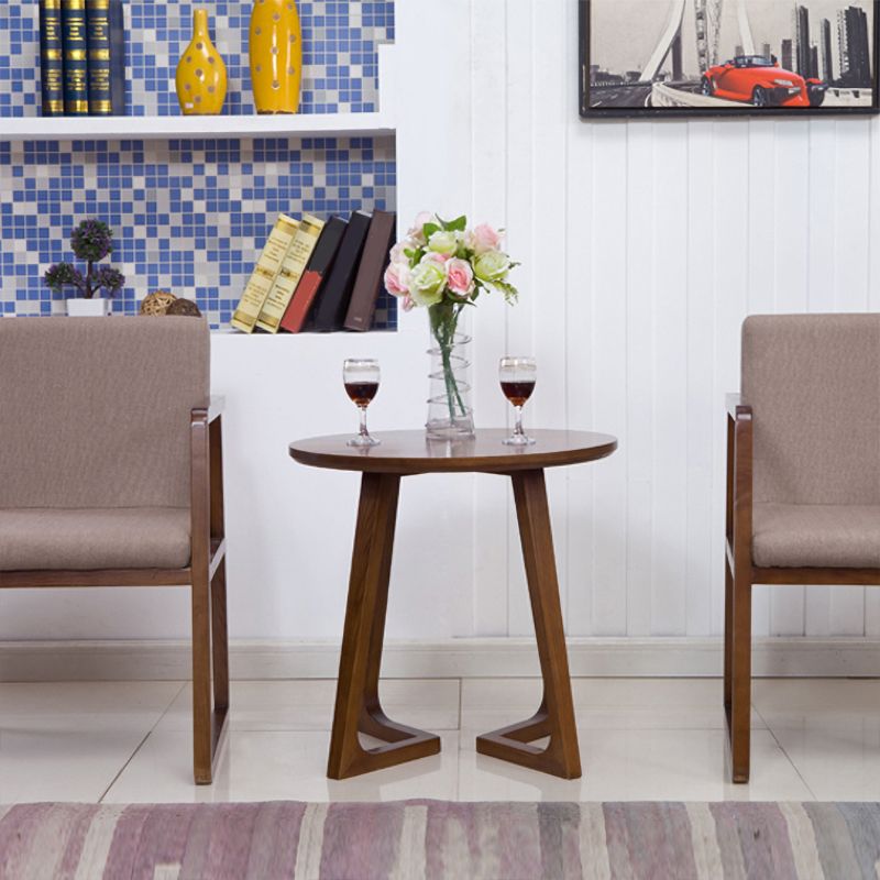 Round Wood Color Dining Table Ash Solid Wood Table Modern with Double Pedestal