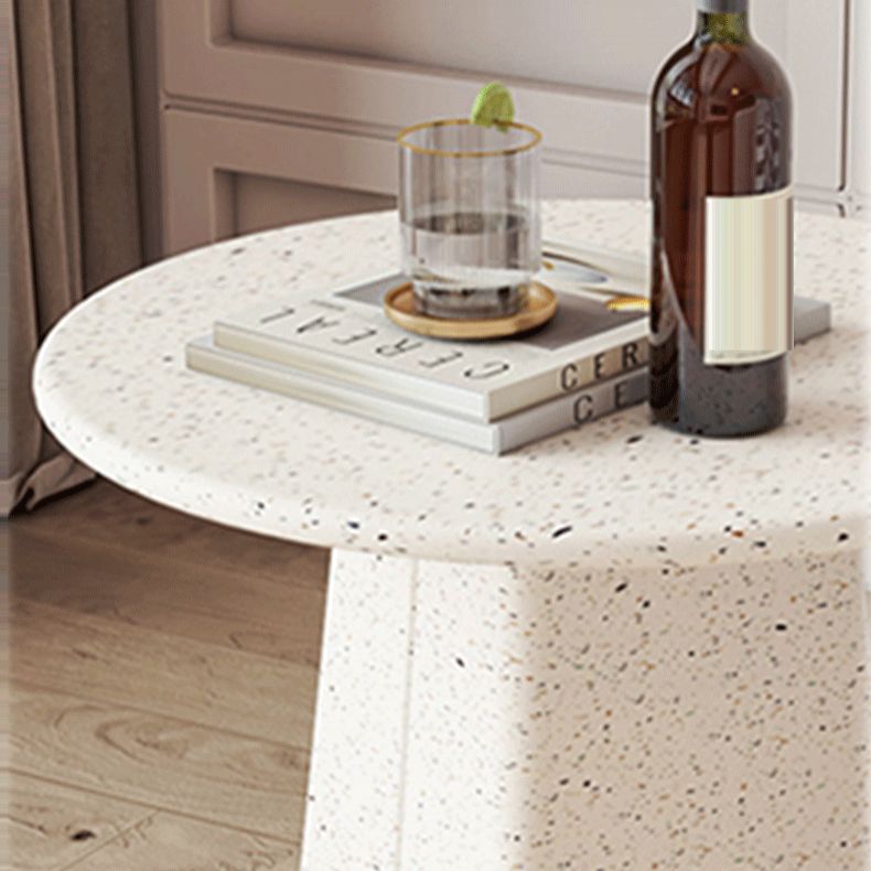 Round White Metal Coffee Table Modern Cocktail Table for Living Room