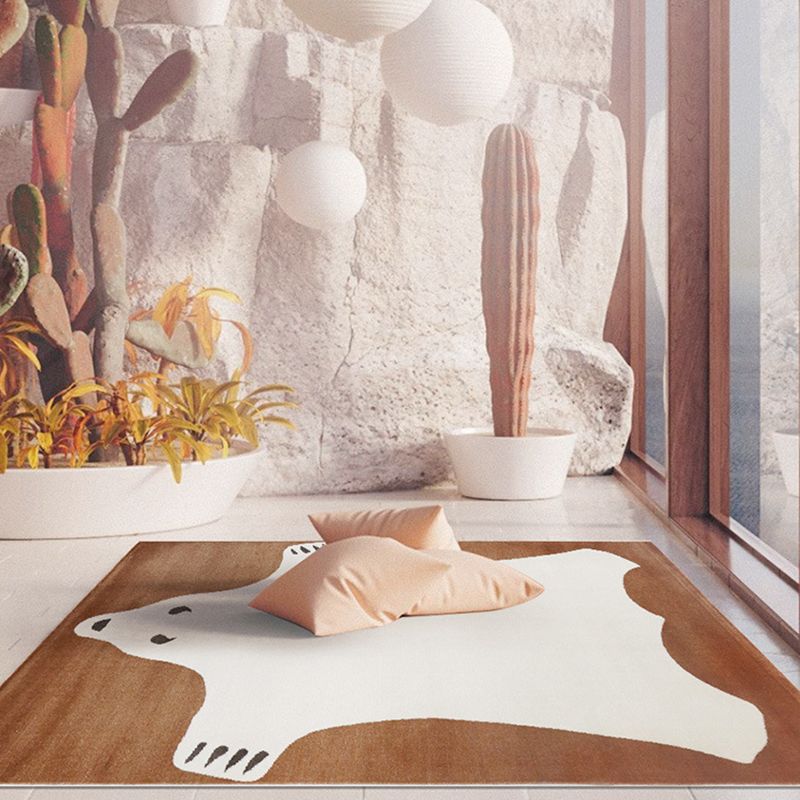 Dark Brown Animal Rug Polyester Indoor Rug Stain Resistant Rug for Living Room