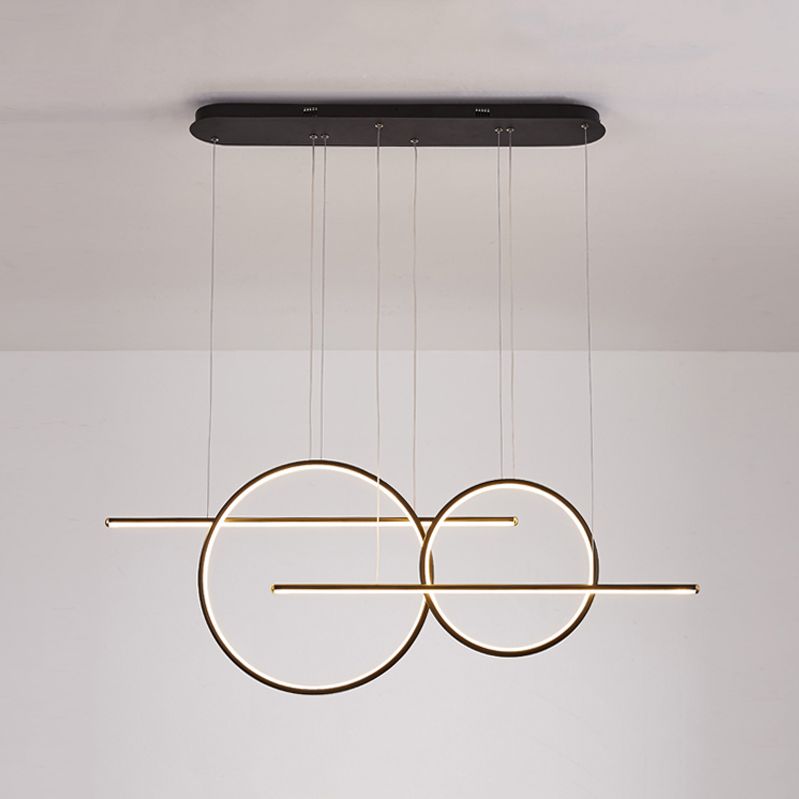 Pendre simple Light Black 4-Light Metal Pending Lighting Fixtures for Dining Room