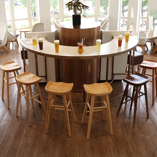 Industrial Style Bar-stool with Wooden Legs Saddle Seat Counter Stool for Kitchen Bar