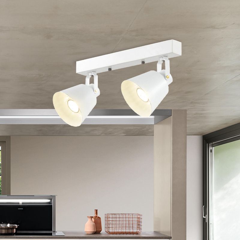 2/3/4 Lights Bucket Ceiling Light Fixture Loft Stylish Black/White Finish Metal Rotatable Semi Flush Mount Lighting