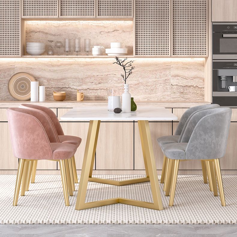 Modern Rectangle Shape White Dining Set Standard Sintered Stone Top Dining Set for Kitchen