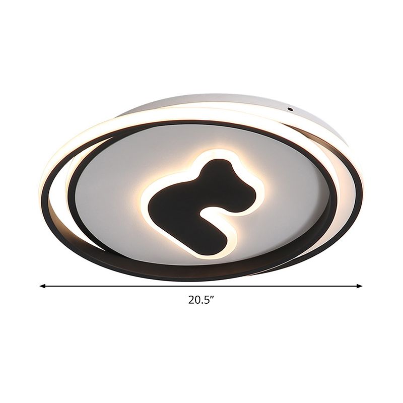16.5 "/20.5" Breite Kreis Acryl Deckenbefestigung Modernism Schwarz LED Bündig Montierte Beleuchtung, Weiß/Gelb Licht/Fernbedienung Stufenlos Dimmen