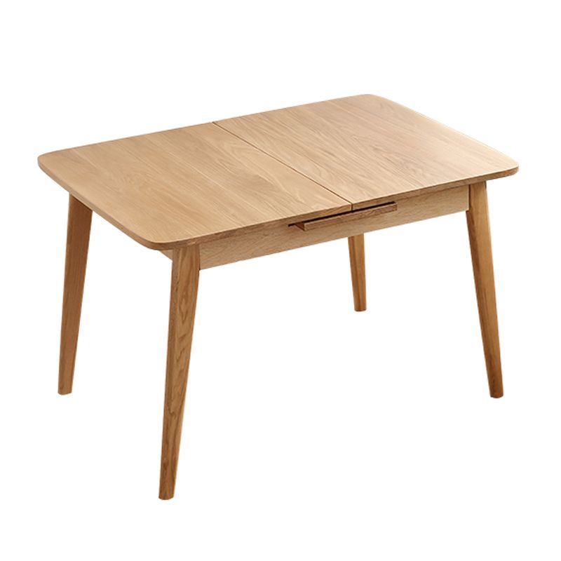 Extendable Rectangle Dining Table Modern Adjustable Oak Wood Table with 4 Legs for restaurant