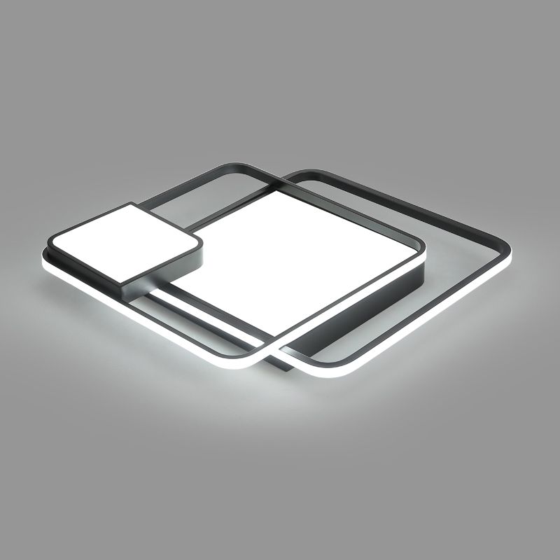 Square Acrylic Ceiling Light Fixture Minimalism Black LED Flush Mount Lighting for Bedroom