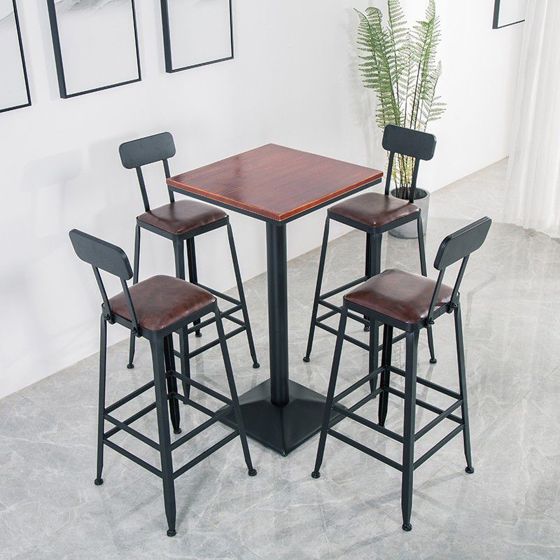 Modern Style Metal Bar Stool with Footrest and Low Back Bistro Simple Bar Stool