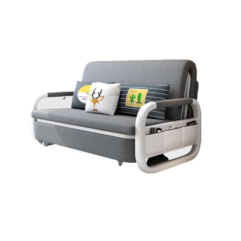 35.43" Wide Linen Sleeper Sofa with Storage Light Gray Sofa Bed