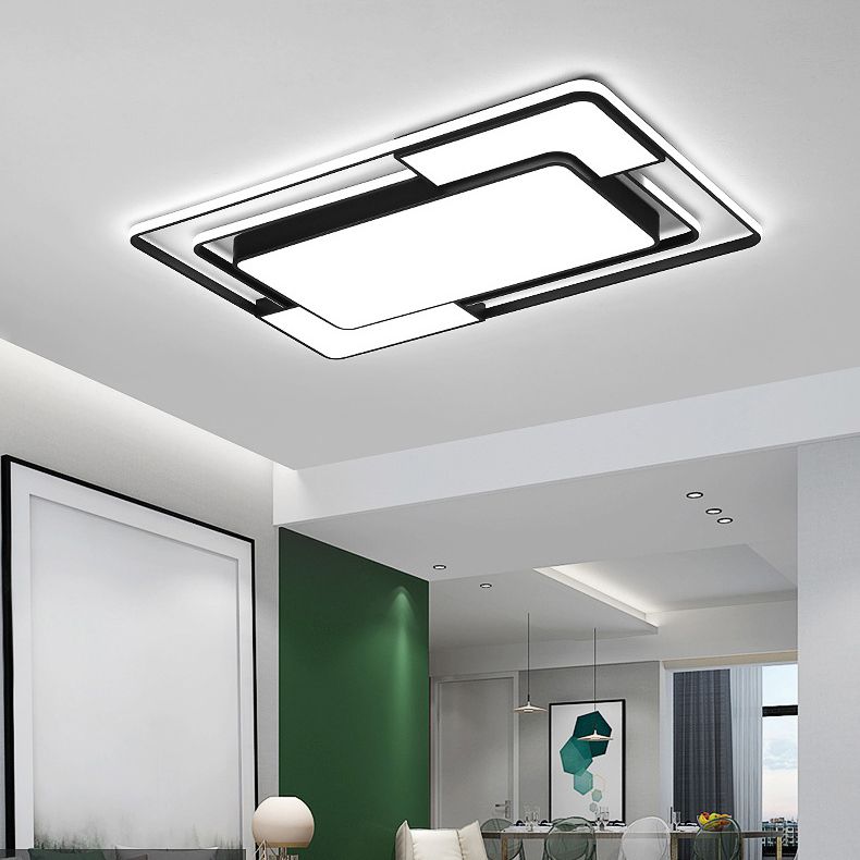 Lámpara empotrada de 1 luz de estilo moderno acrílico con montaje empotrado Led negro geométrico