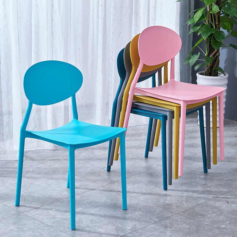 Stackable Open Back Dining Chairs Scandinavian Plastic Armless Side Chair