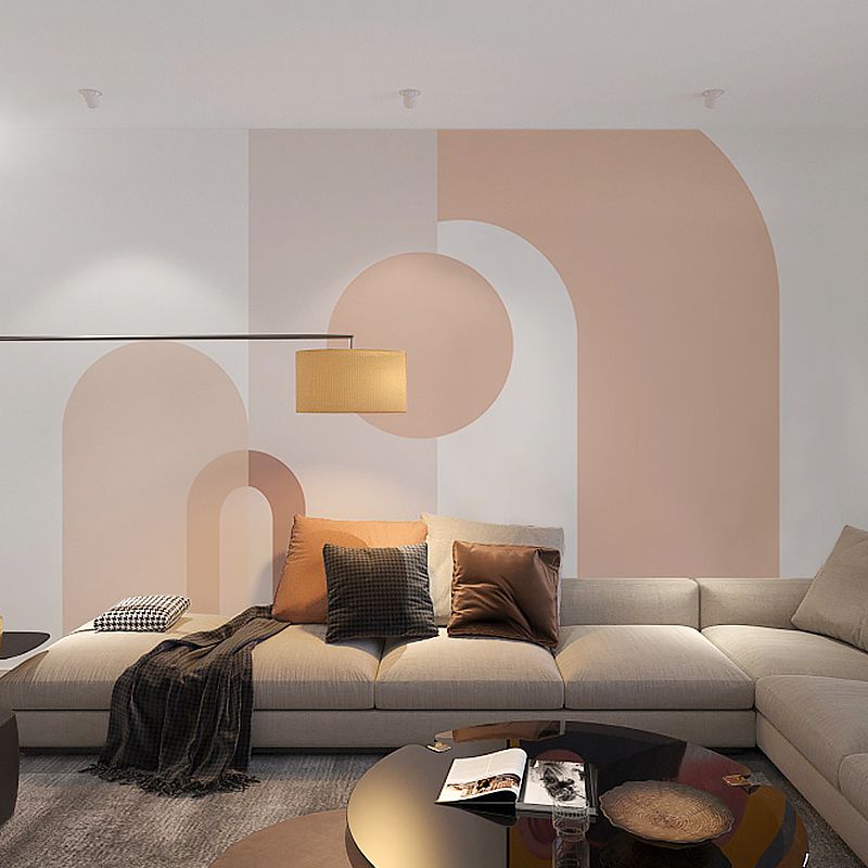 Scandinavian Simple Murals for Bedrooms, Geometries in Multi-Color, Personalized Size Available