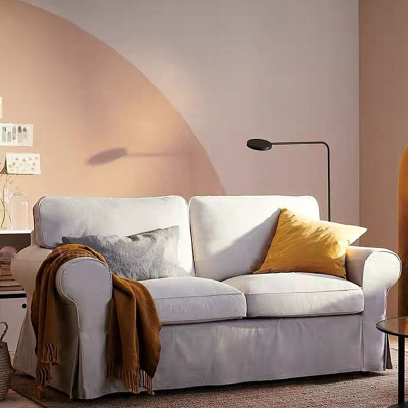Contemporary White Cushions Standard Rolled Arm 2-seater Sofa
