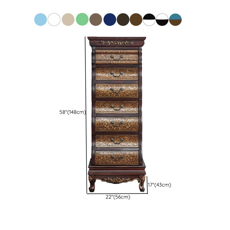Traditional Storage Chest Solid Wood Storage Chest Dresser with 7 Drawers