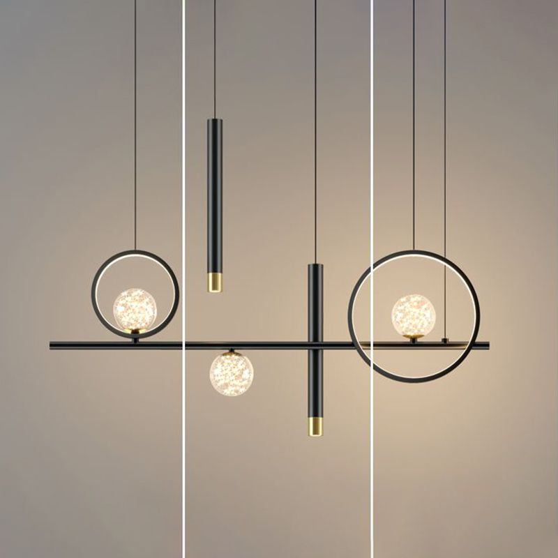 Luz colgante de isla lineal LED de aluminio en moderna luz de techo de hierro forjado de estilo nórdico con sombra de silicona