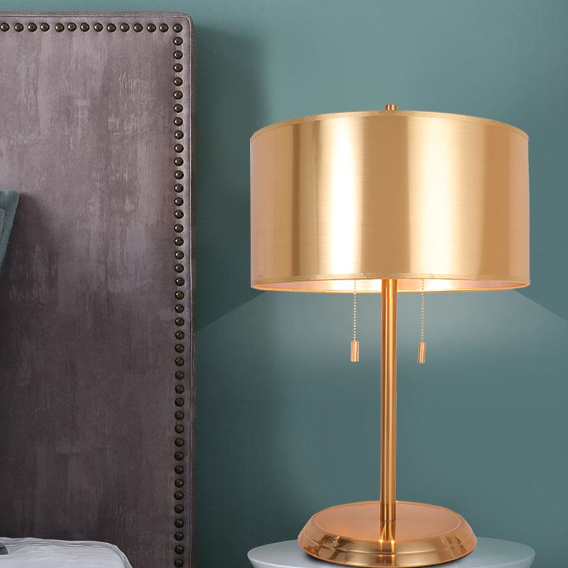 Gold Drum Desk Light Modernism 1 Head Task Lighting con base de metal redondo