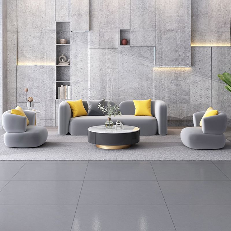 Velvet Gray Armless Sofa Contemporary Standard Sofa with Tight Back