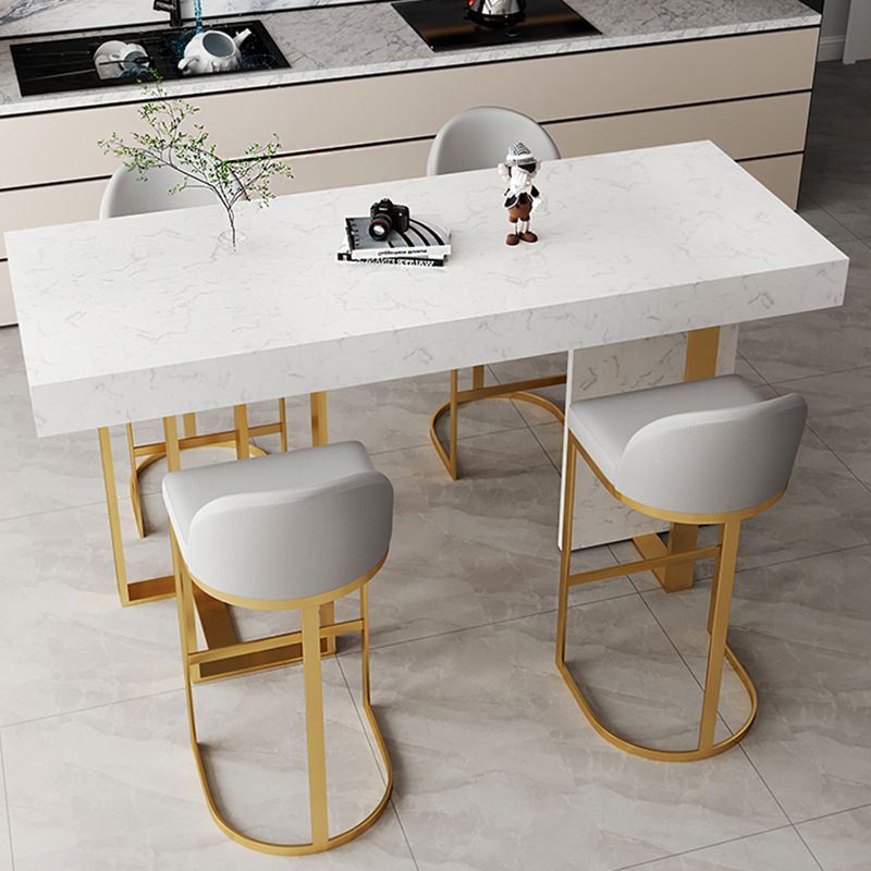 Modern Bar Table Set 1/2/5 Pcs Faux Marble Rectangular Bar Set for Indoor