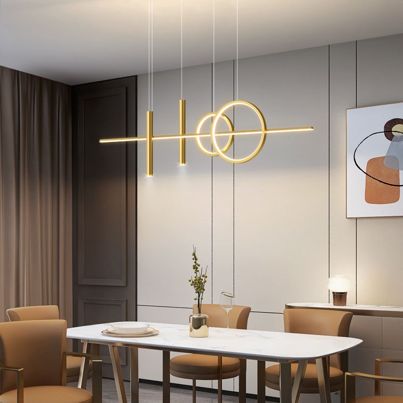 Silicone LED Linear Island Pendant Light in Modern Creative Style Wrought Iron Pendant Light for Interior Spaces