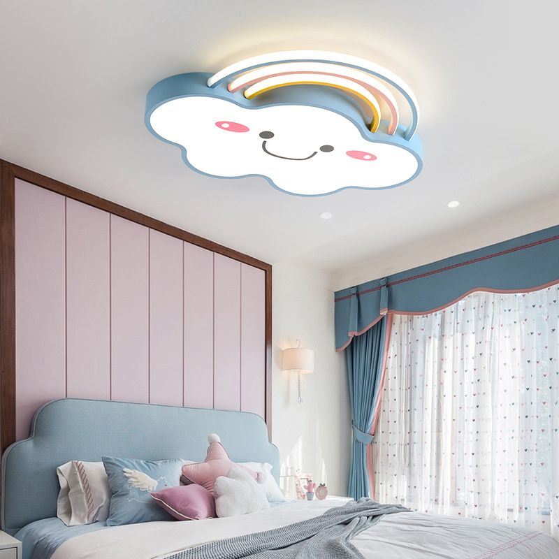 Rainbow Cloud Flush Mount Simple Acrylic Kids Bedroom LED Flush Light Fixture