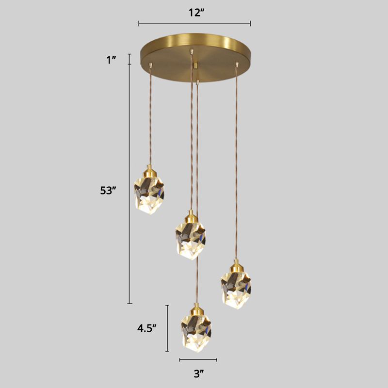 Spiral Cluster Pendant Light Minimalism Metal Living Room Suspension Lamp in Gold