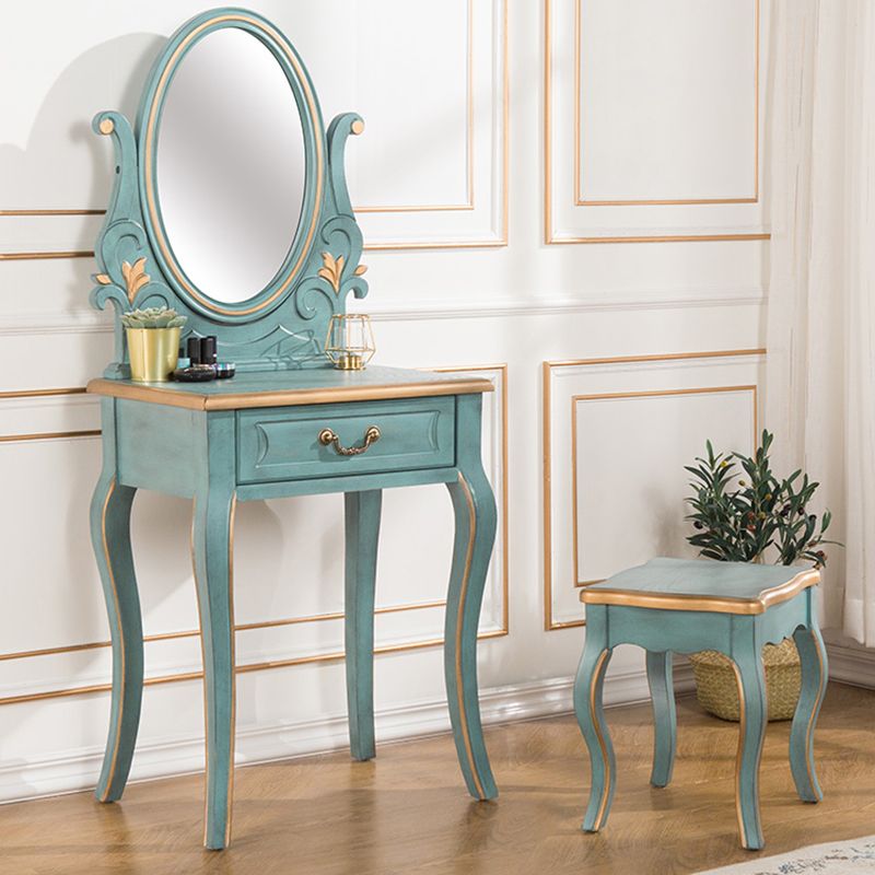 Victorian Make-up Vanity with Drawer and Mirror, Solid Wood Vanity Dressing Table