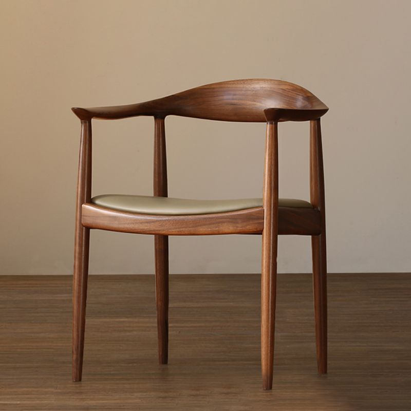Contemporary Style Arm Chair Wood Open Back Dining Chairs for Kitchen