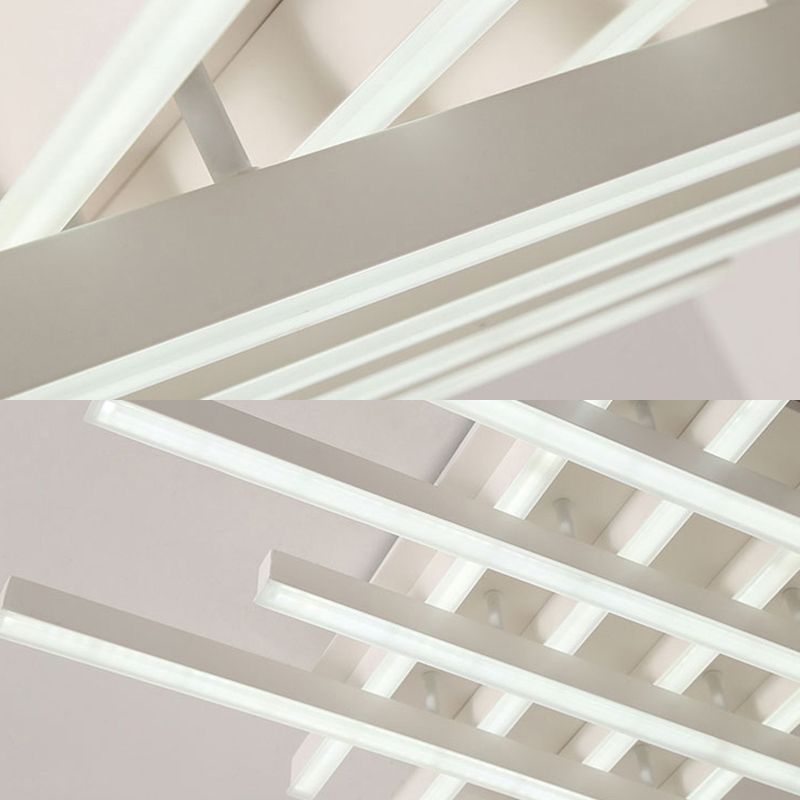 31 "/39" Wide LED Living Room Flushmount Illuminazione con Traverse Acrilico Shade White Flush Mount Lampada in luce calda/bianca