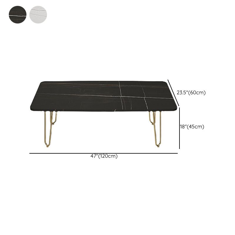 Glam Cocktail Table 4 Legs Slate Rectangular Single Coffee Table