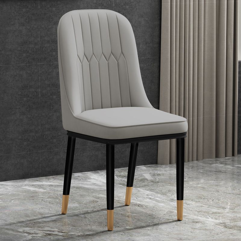 Glam Faux Leather Dining Chair Parsons Chair with 4 Legs in Matte Finish for Home
