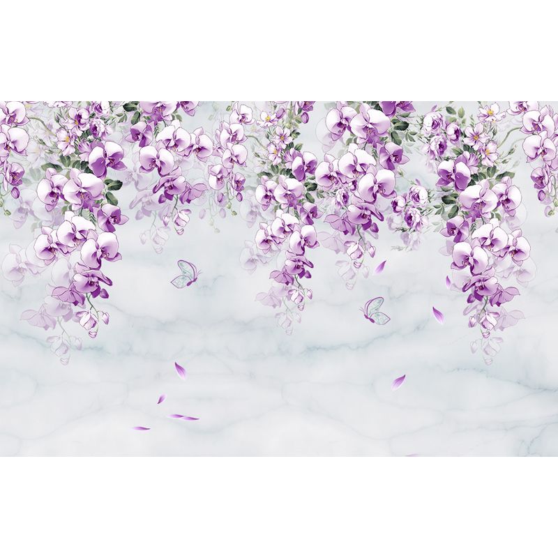Waterproof Flower Wall Mural Modern Non-Woven Wall Covering, Custom Size Available