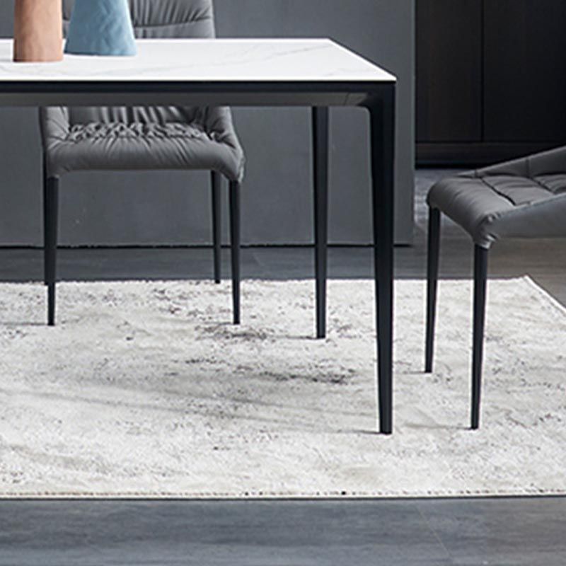 Metal Modern Rectangle Table Sintered Stone Table with 4 Legs