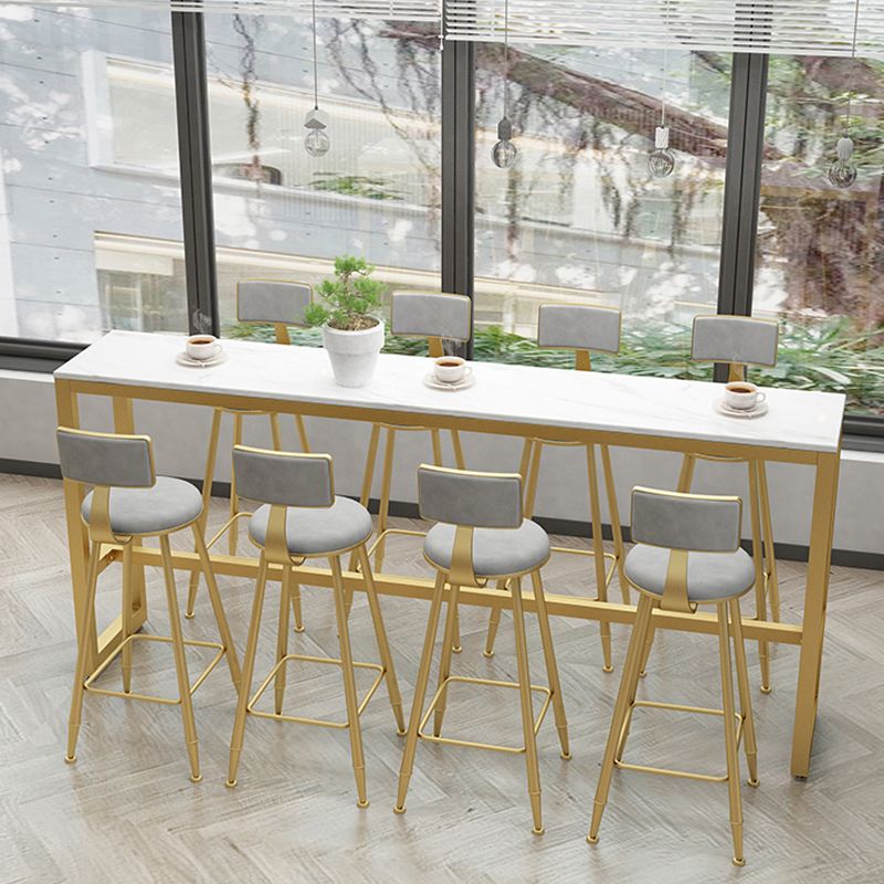 Glam Bar Table Set 1/5/9 Pieces Rectangle Stone Counter Table with Stools for Living Room