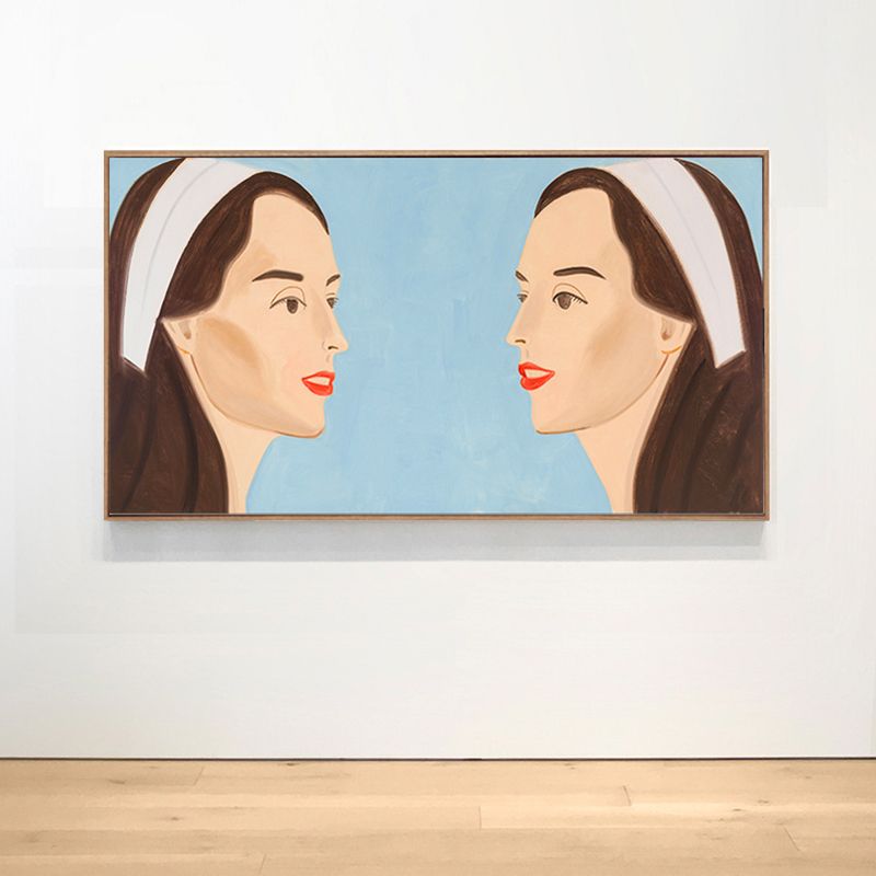 Pop Art Canvas Print in Blue Alex Katz Double White Band Painting Wall Decor for Home