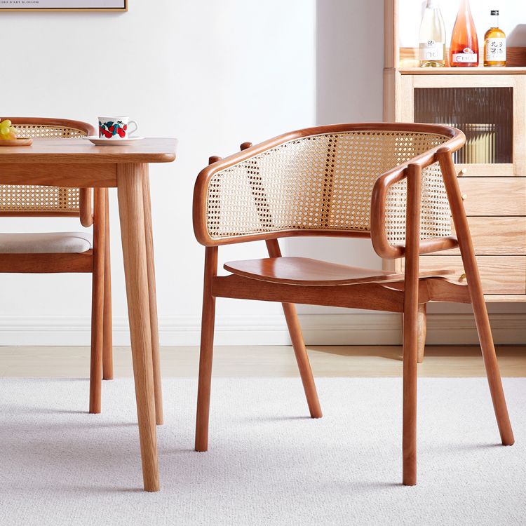 Rubberwood Solid Wood Dining Chair Indoor Dining Arm Chair for Dining Room