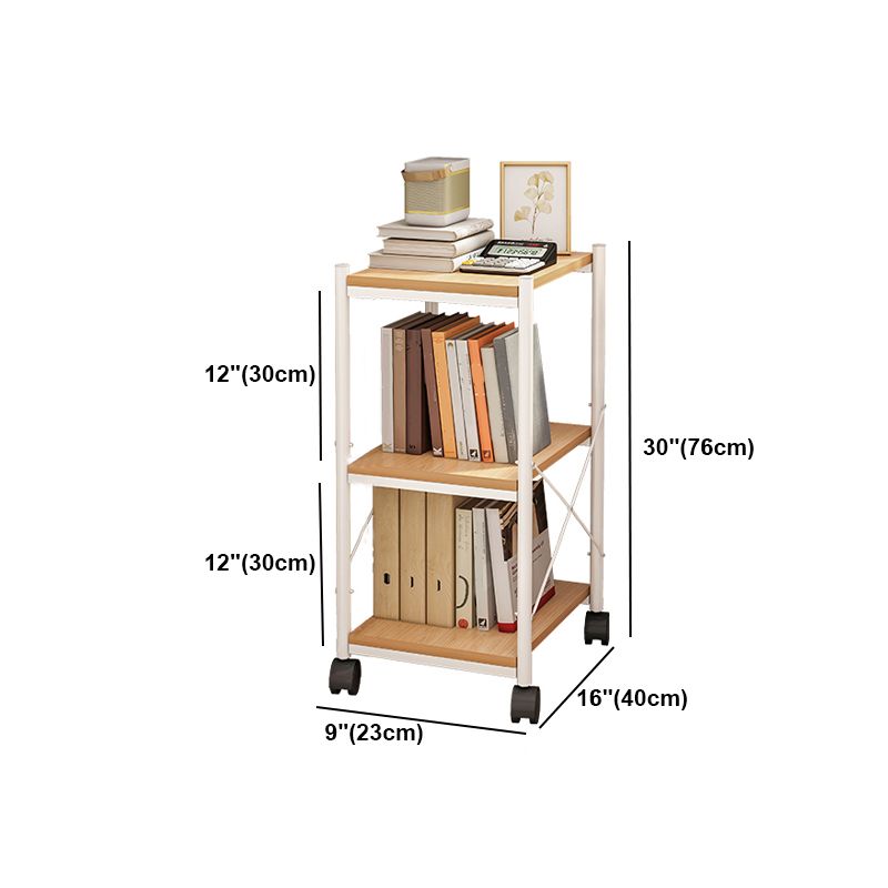 Scandinavian Style Etagere Bookcase Metal Open Back Bookshelf with Wheels