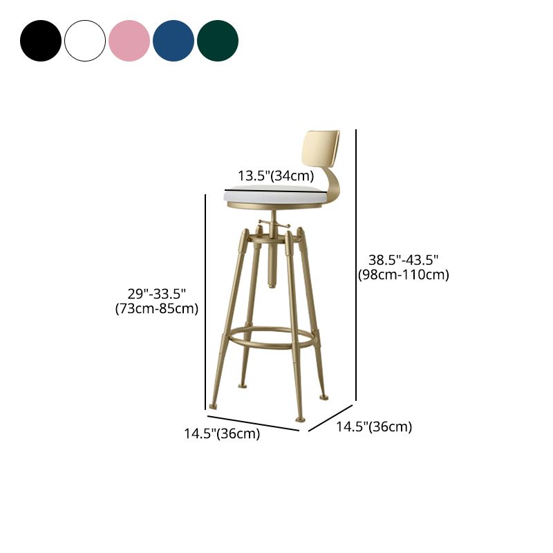 Glam Rotatable Liftable Counter Stool Iron Cashier Bar Stool with Cushion and Pedal