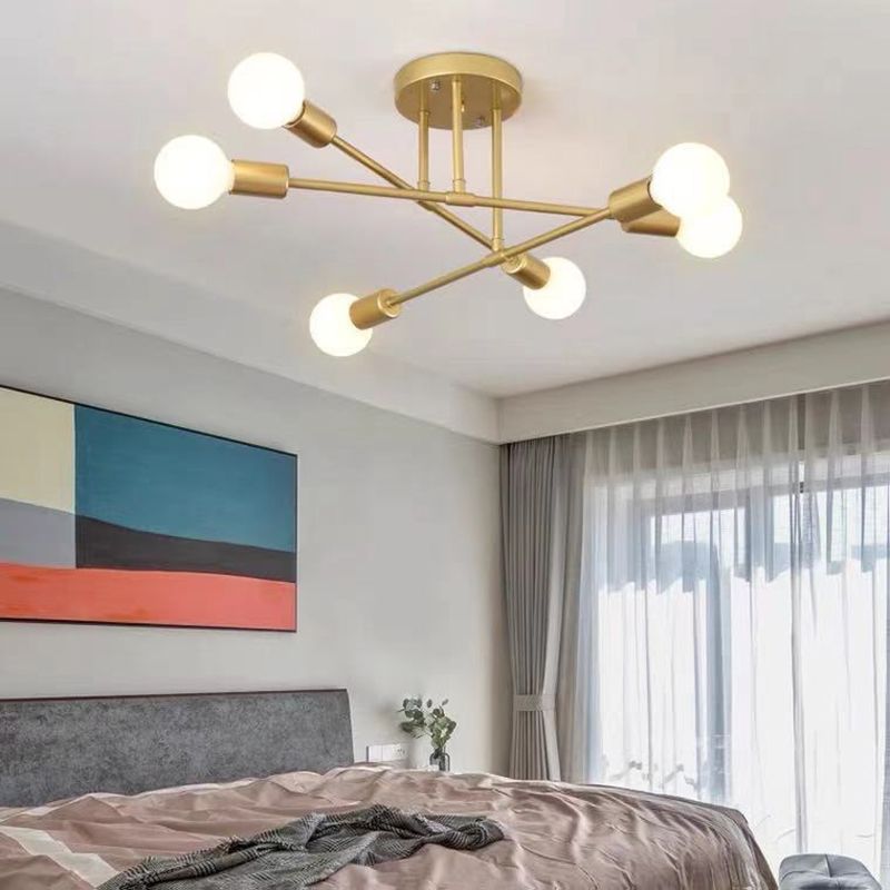 Starburst Slaapkamer Semi Flush Mount Verlichting Metaal Eenvoudige Semi Flush Mount Plafond Licht
