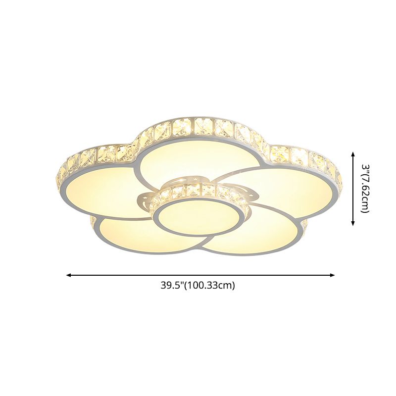 Crystal Floral Flush Mount Lighting Modern Style LED White Flush Mount Ceiling Fixture