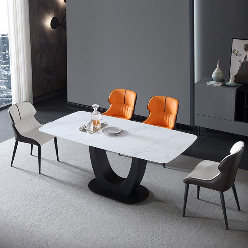 Industrial Rectangle Dining Table Sintered Stone Table with Metal Leg for Home
