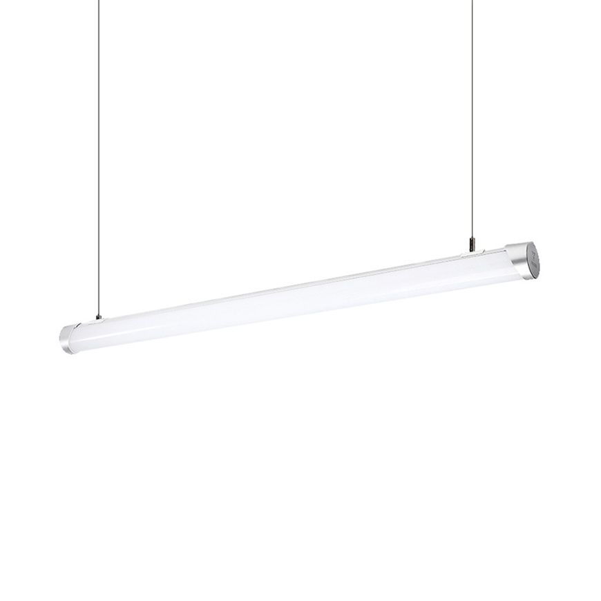 Silver Tube Suspension Lamp Modern Led Metal Hanging Ceiling Pendant Light in White/Warm/Natural Light