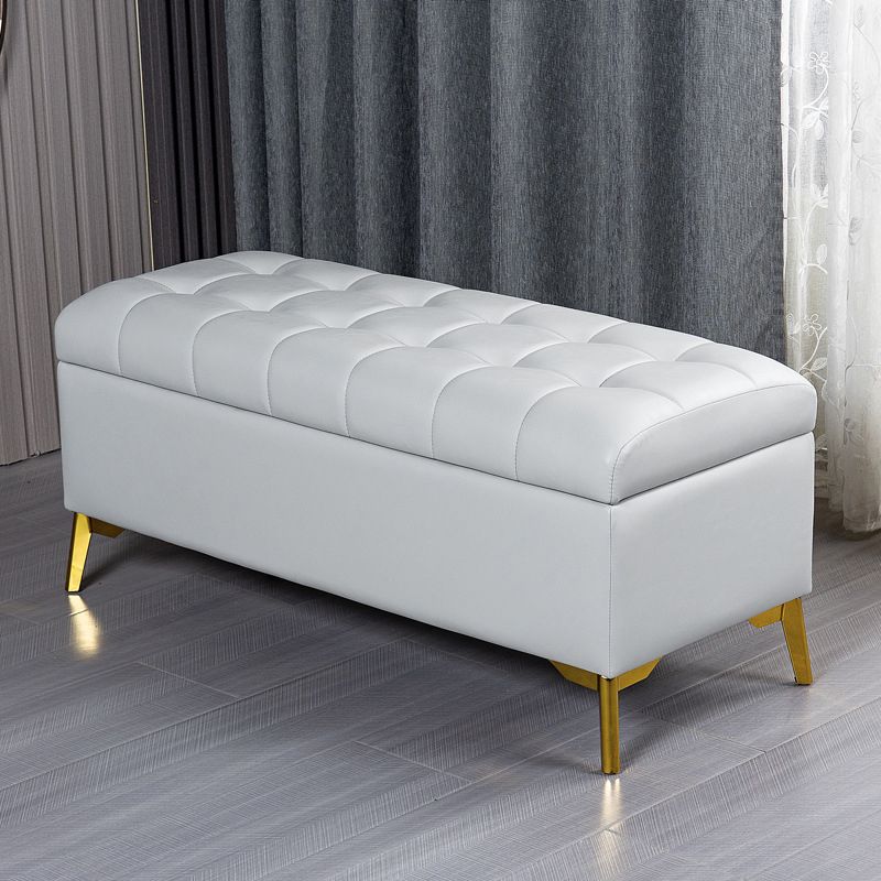 Glam Pouf Ottoman PU Leather Upholstered Solid Color Tufted Square Ottoman with Storage