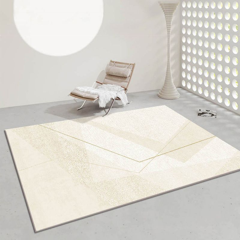 Beige Modern Rug Polyester Striped Rug Washable Indoor Rug for Drawing Room
