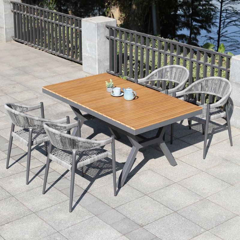 Tropical Grey Patio Dining Chair with Aluminum Base Stacking Chairs