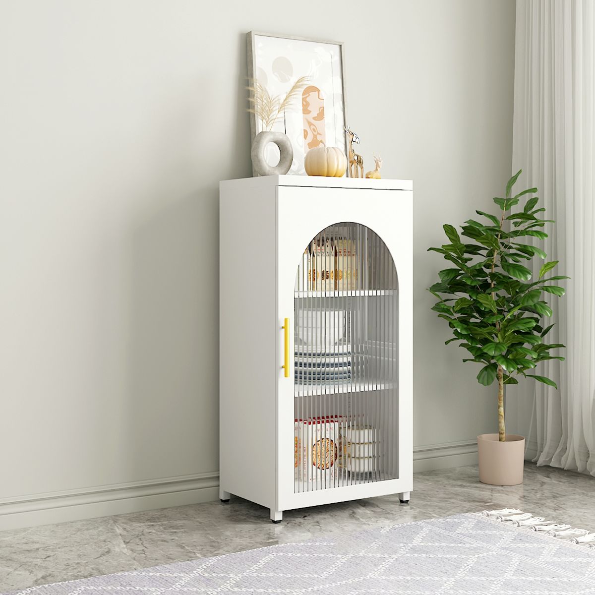 14.57"W Bookshelf Scandinavian Style Bookcase for Home Office with Door