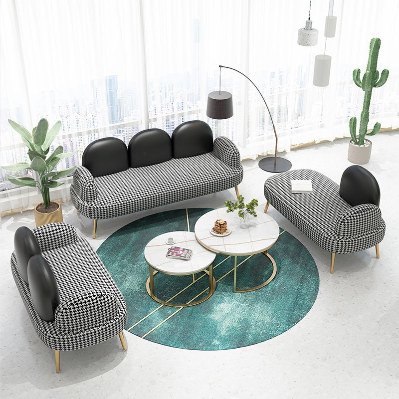 Contemporary Round Arm Sofa Tight BackCamel Back Standard Sofa