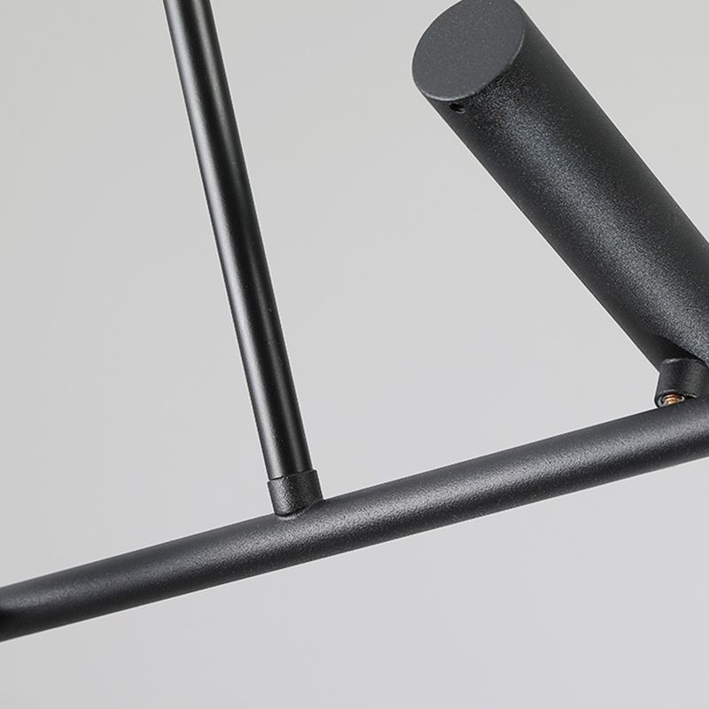 Black Linear LED Island Chandelier Lights Metal New Modern Hanging Lamp for Dining Room