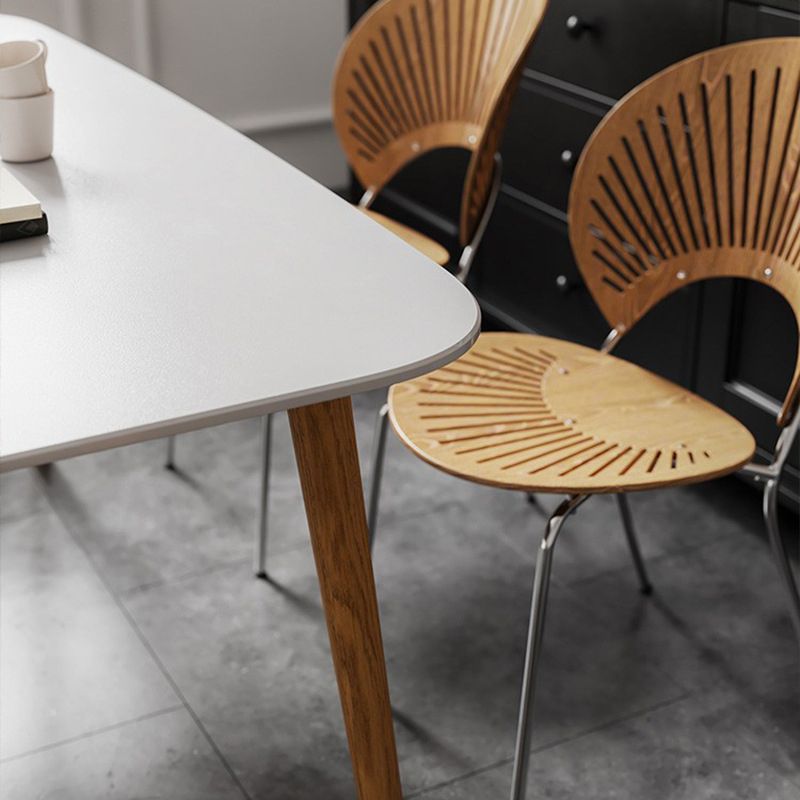 Modern Rectangle Table Sintered Stone Table with Wood Legs for Home